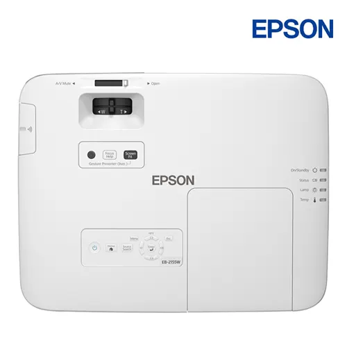 Cụm vòng xoay Zoom 1.6x lấy nét Focus và phím bấm Epson EB-2165W Mặt trên máy chiếu Epson EB-2165W trang bị ống kính Zoom quang học lớn 1.6x, vòng lấy nét Focus và thanh trượt chỉnh méo hình ngang vô cùng tiện lợi.