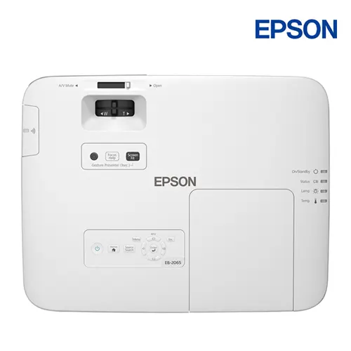 Cụm vòng xoay Zoom 1.6x lấy nét Focus và phím bấm Epson EB-2055 Mặt trên máy chiếu Epson EB-2055 trang bị ống kính Zoom quang học lớn 1.6x, vòng lấy nét Focus và thanh trượt chỉnh méo hình ngang vô cùng tiện lợi.
