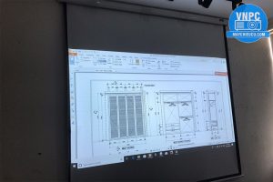 Lắp máy chiếu Sony VPL-DX111 cũ demo bản vẽ thiết kế nhà