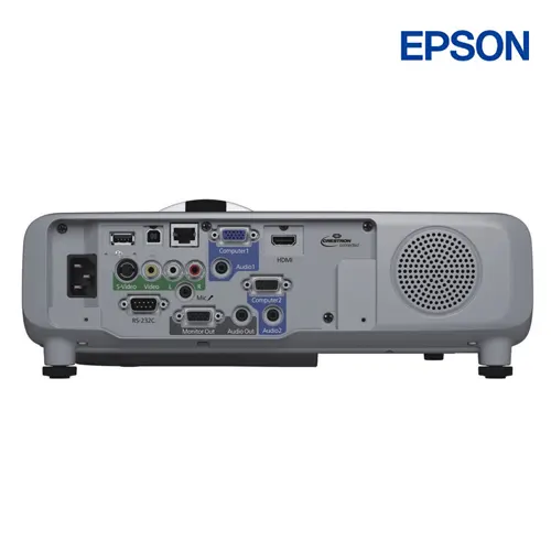 Cổng HDMI ngõ LAN RJ45 và giắc cắm bút tương tác Epson EB-536Wi Mặt sau máy chiếu Epson EB-536Wi tích hợp cổng HDMI chuẩn, cổng mạng LAN RJ45 cùng các ngõ USB kết nối phục vụ tương tác.