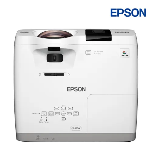 Thấu kính lồi tiêu cự ngắn và vòng lấy nét Focus Epson EB-536Wi Mặt trên máy chiếu Epson EB-536Wi sở hữu cụm thấu kính lồi đặc trưng của dòng Short Throw phóng khung hình lớn ở cự ly cực ngắn.