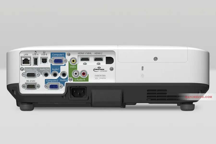 Epson EB-1975W kết nối đa dạng bao gồm HDMI hỗ trợ chuẩn MHL, cổng LAN (RJ45) và hỗ trợ kết nối không dây Miracast, Wi-Fi